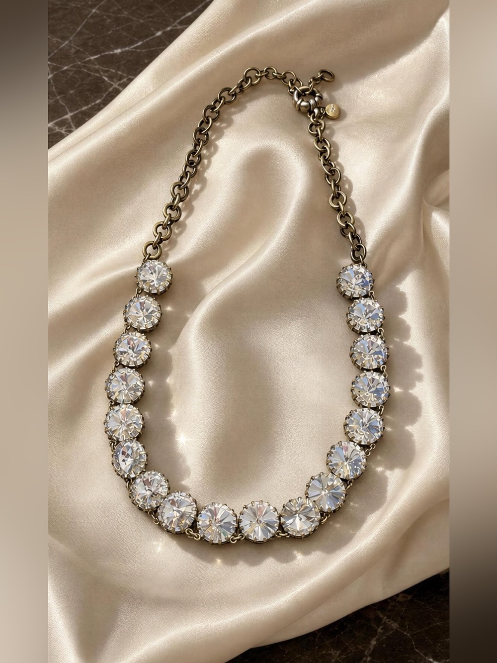 J.Crew Brulee statement necklace faceted clear crystals